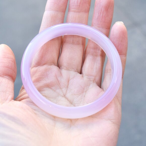 【SOLD】55.9 mm- Agate Bangle Bracelet - Pink - Chinese Agate Bracelet - Picture 5 of 6